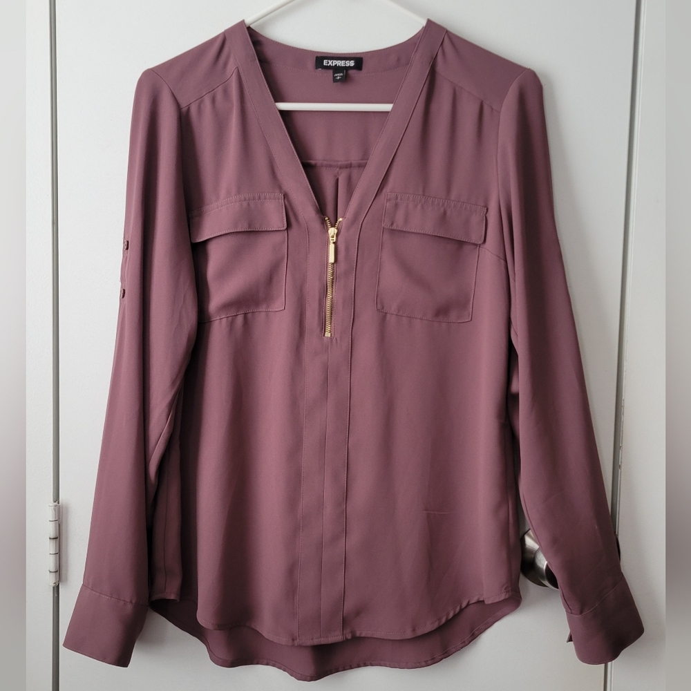 Express Purple Zipper Blouse
